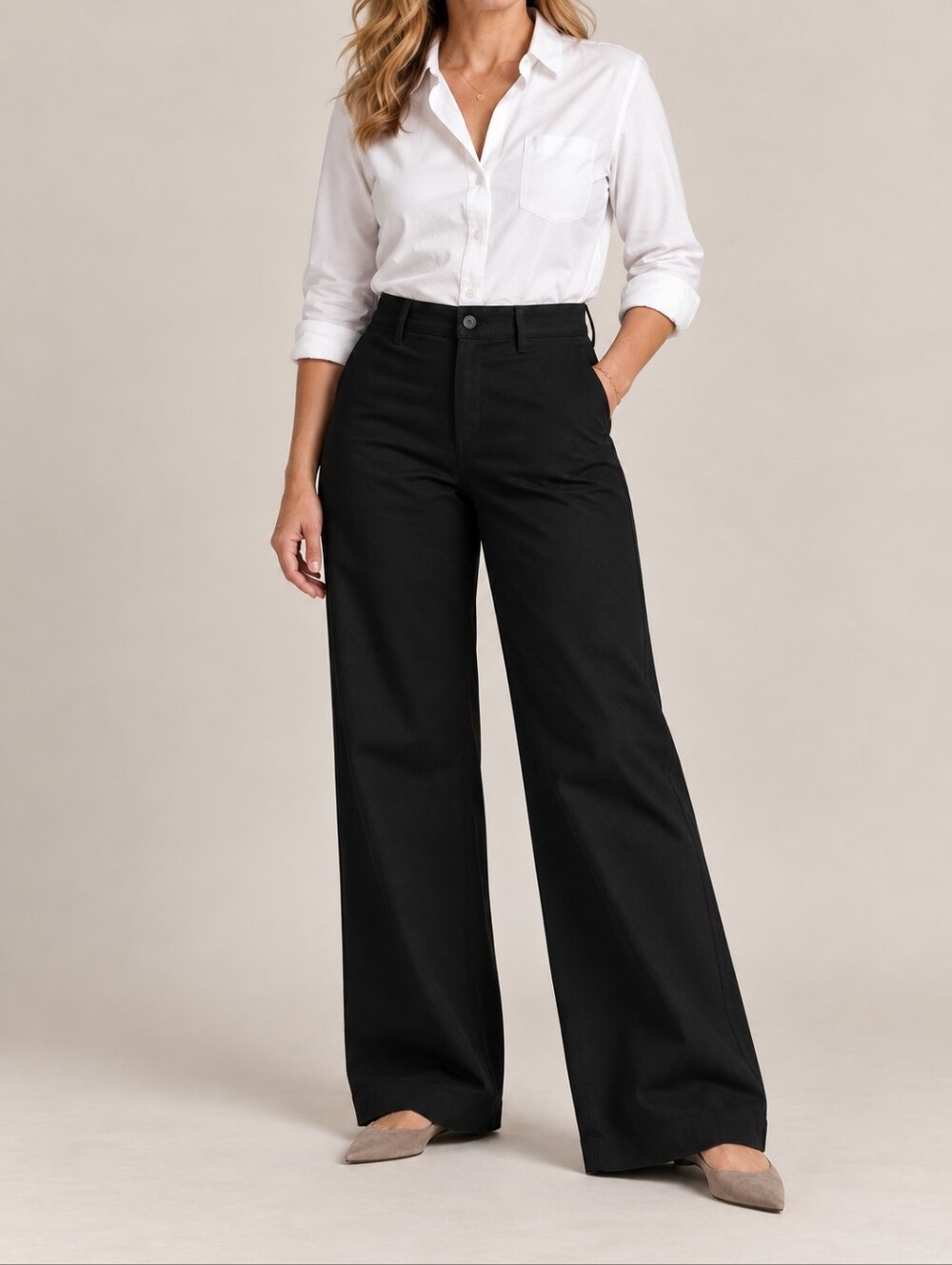 NWT Lauren Ralph Lauren Black Wide Leg Pants Size 12 Stretch